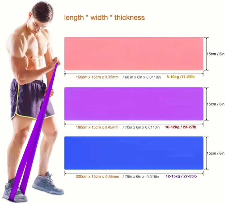3pcs Heavy Duty Resistance Band Set with Stackable Design.